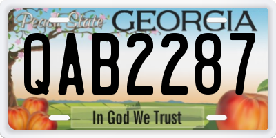 GA license plate QAB2287
