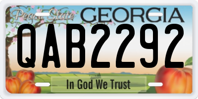 GA license plate QAB2292