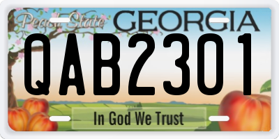 GA license plate QAB2301