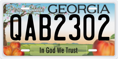 GA license plate QAB2302