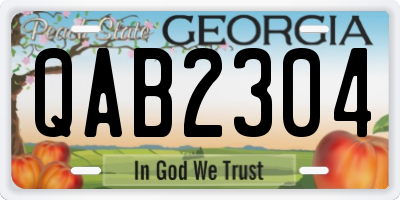 GA license plate QAB2304