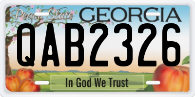 GA license plate QAB2326