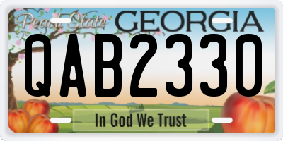 GA license plate QAB2330