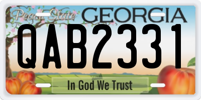GA license plate QAB2331