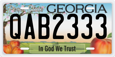GA license plate QAB2333