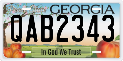 GA license plate QAB2343
