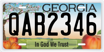 GA license plate QAB2346