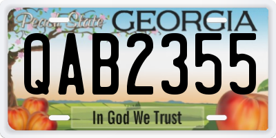 GA license plate QAB2355