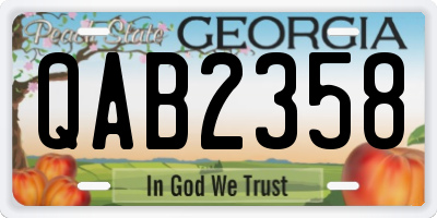 GA license plate QAB2358