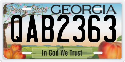 GA license plate QAB2363