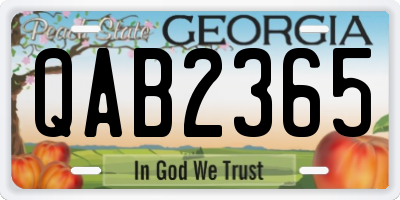GA license plate QAB2365