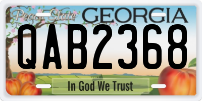 GA license plate QAB2368