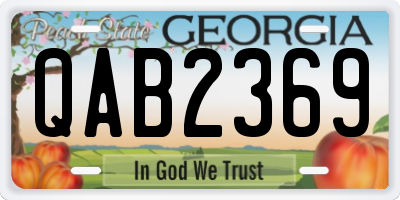 GA license plate QAB2369