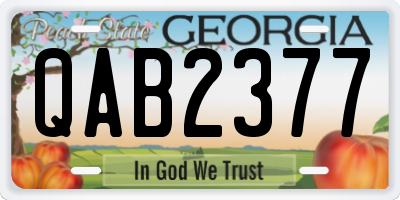 GA license plate QAB2377
