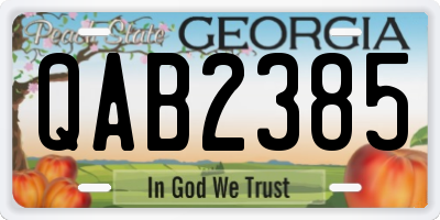 GA license plate QAB2385