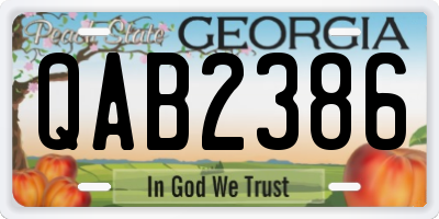 GA license plate QAB2386
