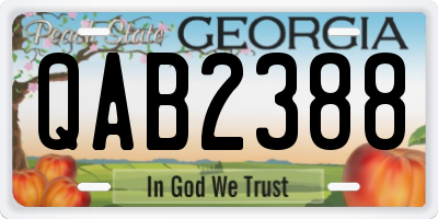 GA license plate QAB2388
