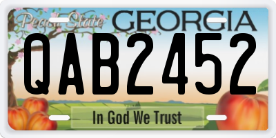 GA license plate QAB2452
