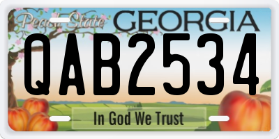 GA license plate QAB2534