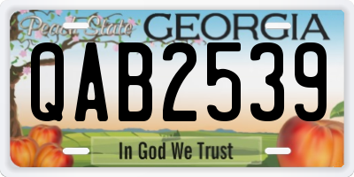 GA license plate QAB2539