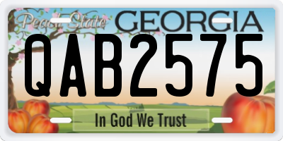 GA license plate QAB2575