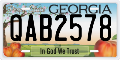 GA license plate QAB2578