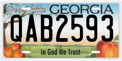 GA license plate QAB2593