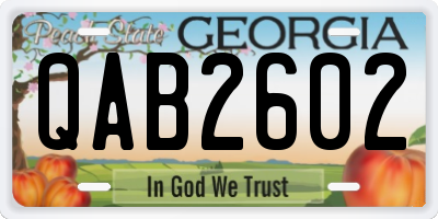 GA license plate QAB2602