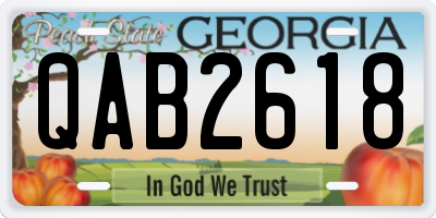 GA license plate QAB2618