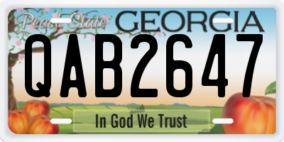 GA license plate QAB2647