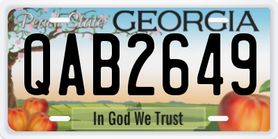 GA license plate QAB2649