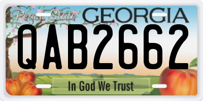 GA license plate QAB2662