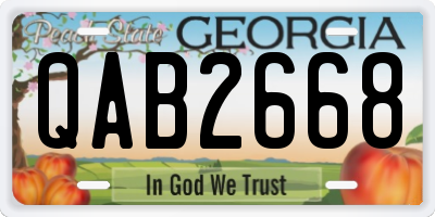 GA license plate QAB2668