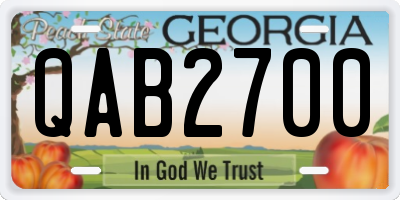 GA license plate QAB2700