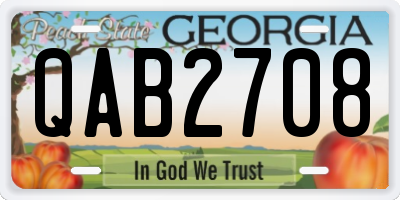 GA license plate QAB2708