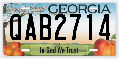 GA license plate QAB2714