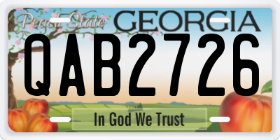 GA license plate QAB2726