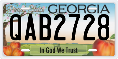 GA license plate QAB2728