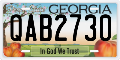 GA license plate QAB2730
