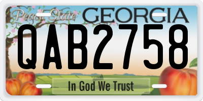 GA license plate QAB2758