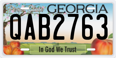 GA license plate QAB2763
