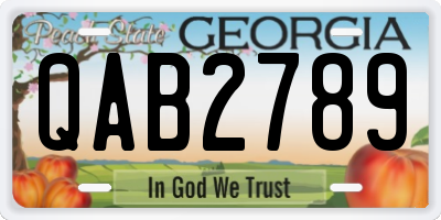 GA license plate QAB2789