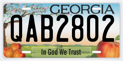 GA license plate QAB2802