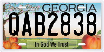 GA license plate QAB2838