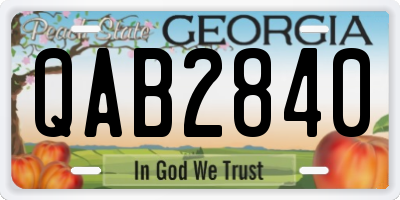GA license plate QAB2840