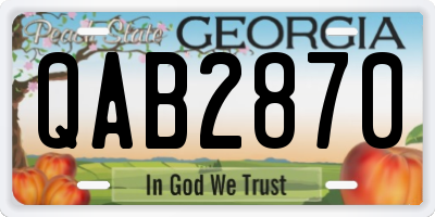 GA license plate QAB2870