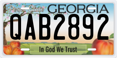 GA license plate QAB2892