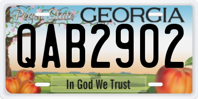 GA license plate QAB2902
