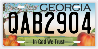 GA license plate QAB2904