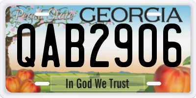 GA license plate QAB2906